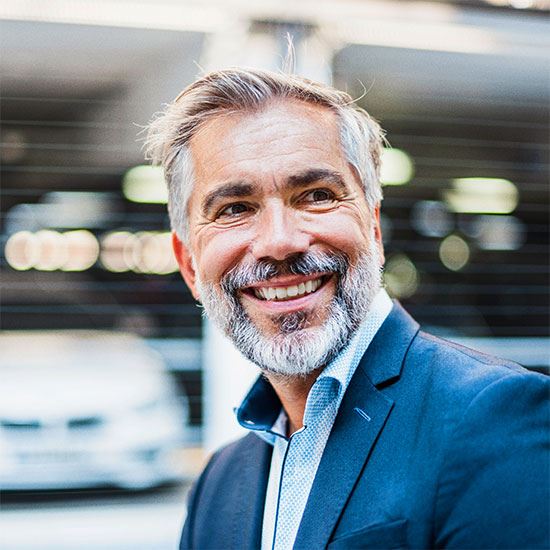 man in a parking garage portrait